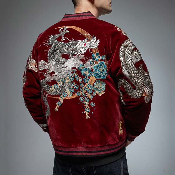 Sukajan japonais en velours broderie dragon Ryu-1.jpg