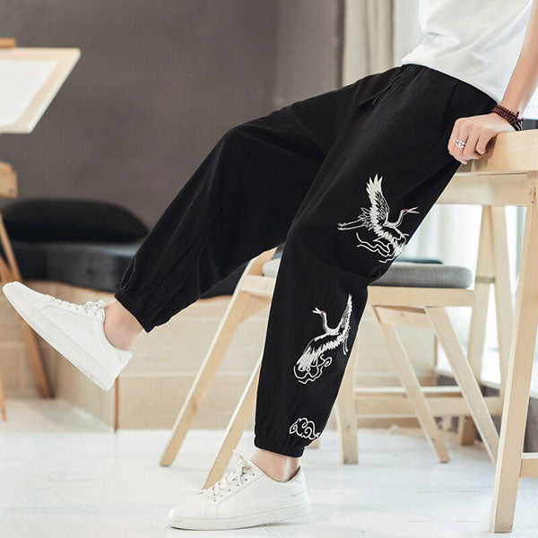 Pantalon pour homme motif grues japonaises