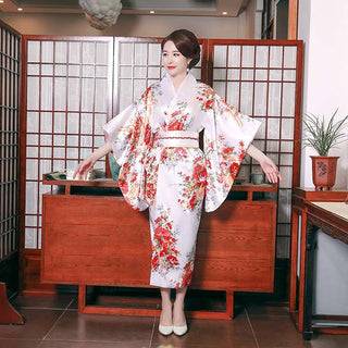 Kimono japonais satiné blanc