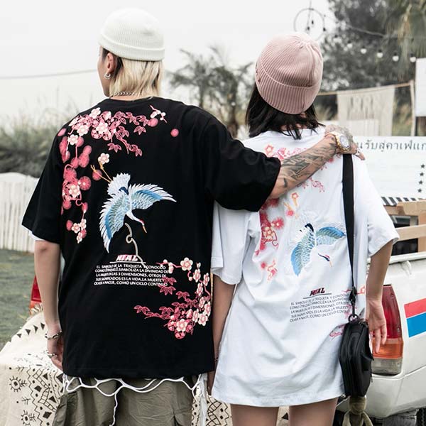 T-shirt grues et fleurs japonaises-3.jpg