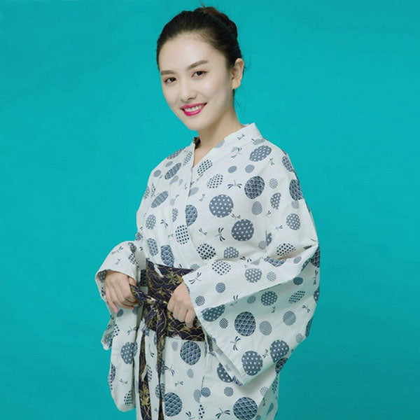 Yukata long femme motifs géométriques