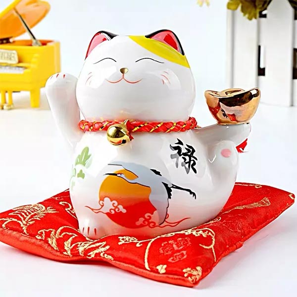 Maneki Neko motif grue japonaise