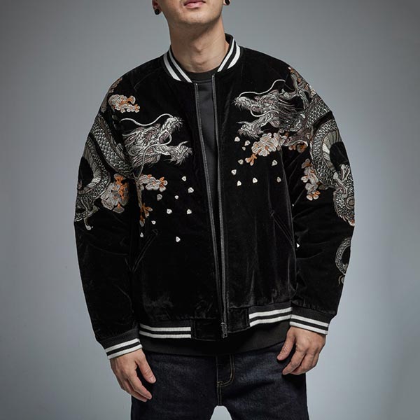 Sukajan japonais en velours broderie dragon Ryu-6.jpg