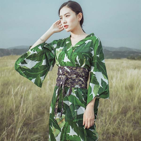 Yukata long japonais motif nature