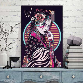 Tableau japonais geisha style futuriste