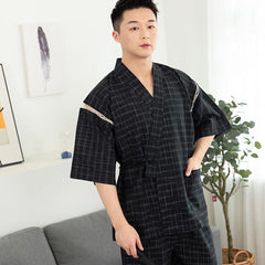 Jinbei pour homme noir à carreaux-2.jpg