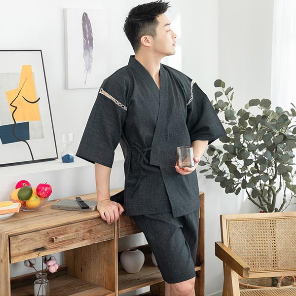Jinbei pour homme gris chiné