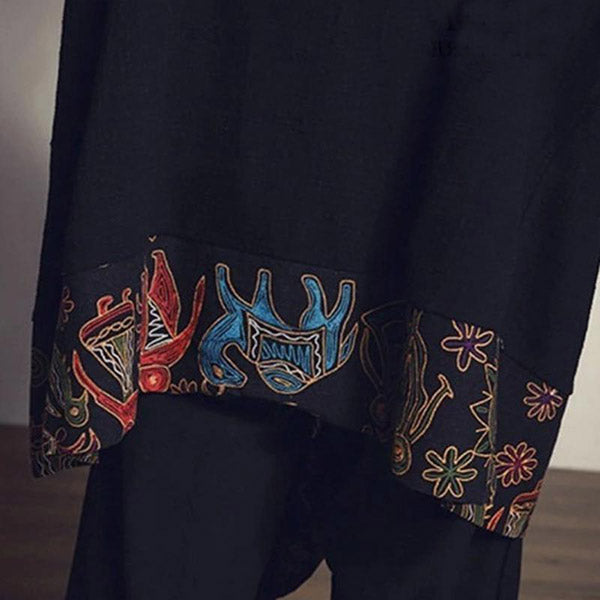Veste Longue Kimono Noir Motifs Nature-5.jpg