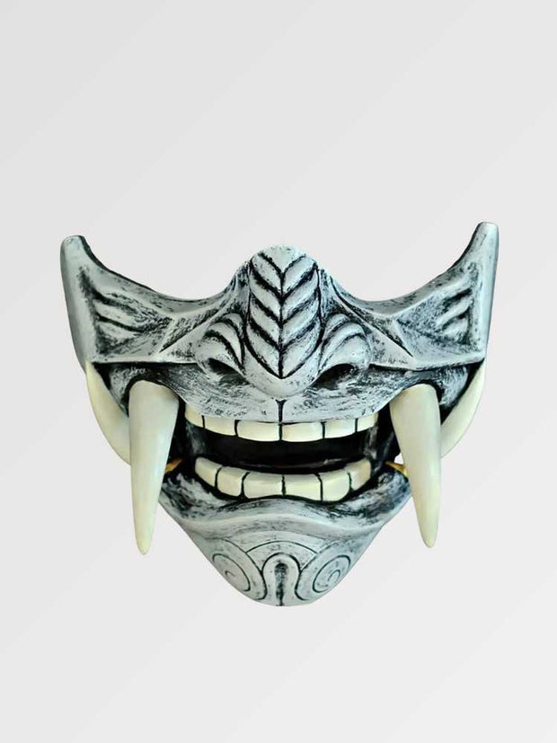 Masque japonais demi-oni gris