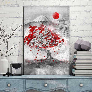 Tableau japonais cerisier et Mont Fuji