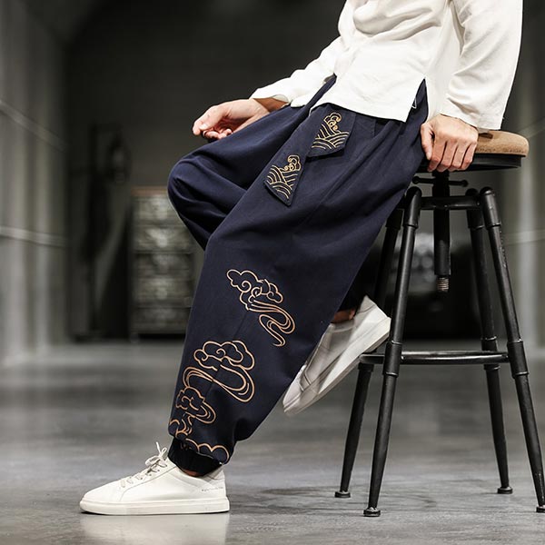 Pantalon large pour homme motifs japonais Kumo-10.jpg
