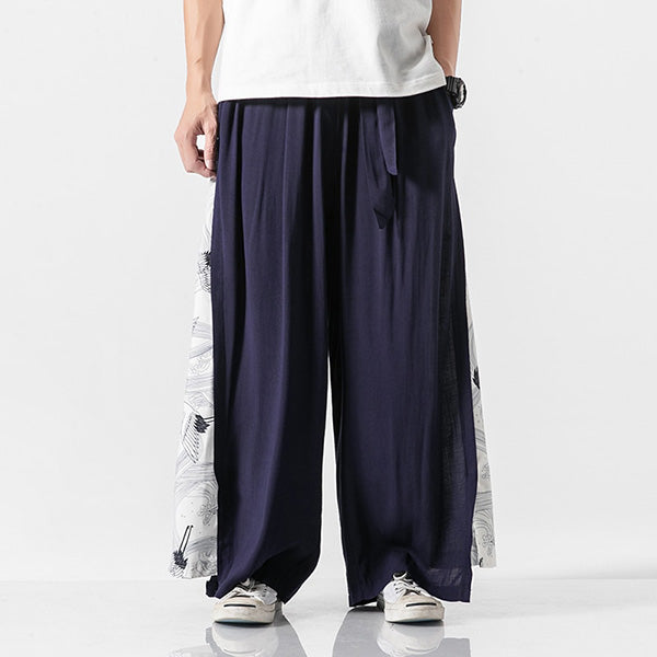 Pantalon très large motif grues japonaises-4.jpg