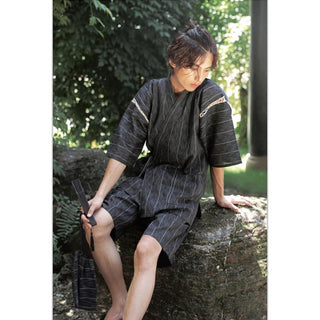 Jimbei japonais gris à rayures