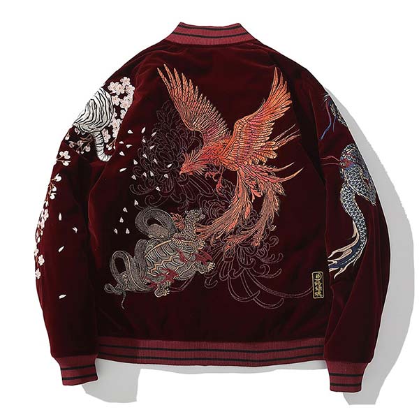 Veste Sukajan en velour phoenix