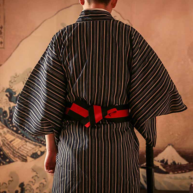Kimono Homme Traditionnel Noir Rayé-4.jpg