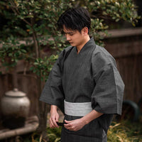 Yukata Homme Coton Gris Foncé-2.jpg