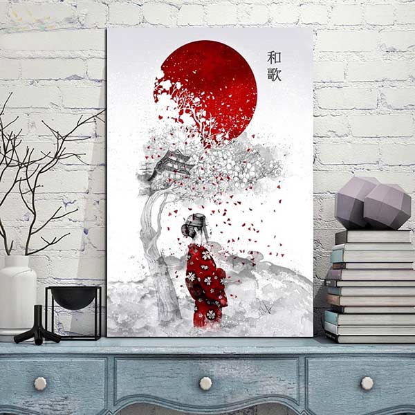 Tableau japonais kimono et sakura-0.jpg