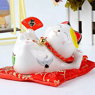Tirelire Maneki Neko couché
