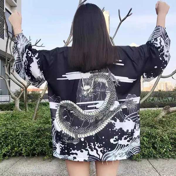 Veste kimono japonais dragon