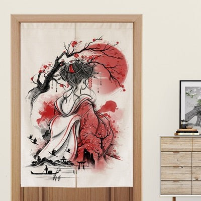 Noren japonais illustration Geisha