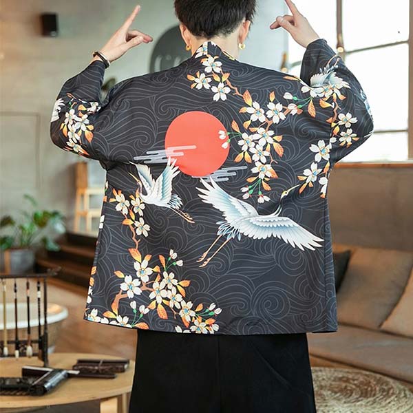 Veste Kimono Homme Grues & Brume