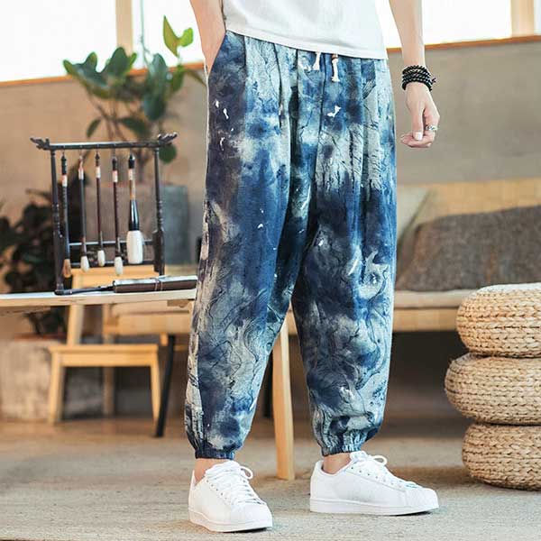 Pantalon japonais pour homme style Tie & dye bleu-4.jpg