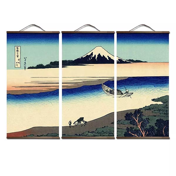 Triptyque estampe japonaise Hokusai