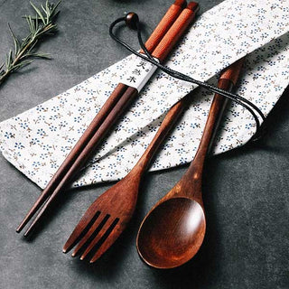 Set de couverts japonais en bois foncé
