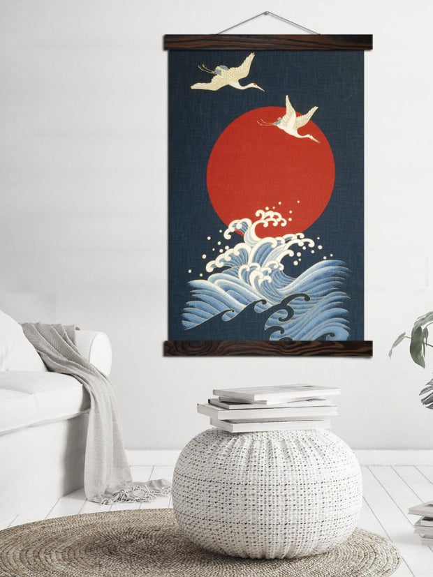 Toile japonaise vagues et soleil levant-2.jpg