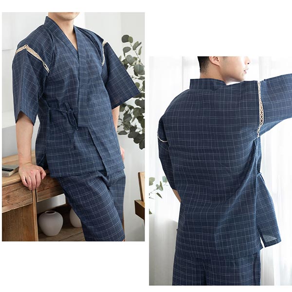 Jinbei japonais à carreaux bleu-3.jpg