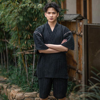 Jimbei traditionnel japonais rayé