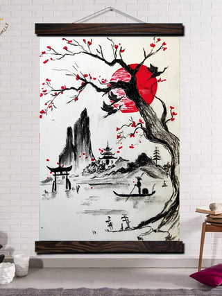 Tableau peinture paysage japonais