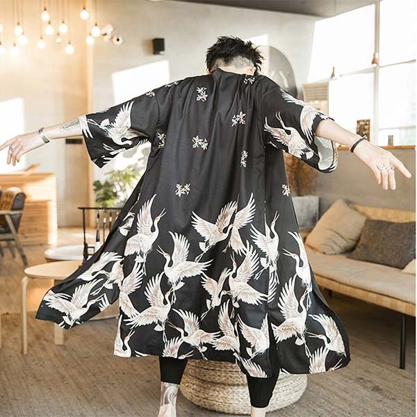 Veste Kimono Longue Motifs Grues-3.jpg