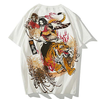 T-shirt guerrière japonaise et son tigre