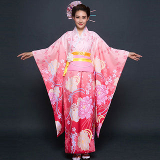 Kimono japonais floral rose