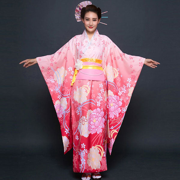 Kimono japonais floral rose