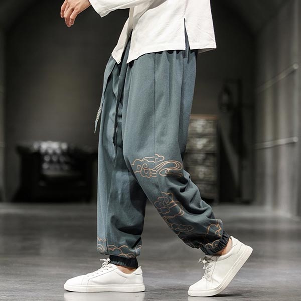 Pantalon large pour homme motifs japonais Kumo-3.jpg
