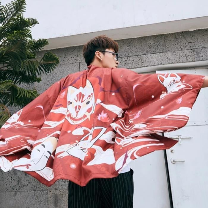 Veste Haori Rouge Masques Japonais-2.jpg
