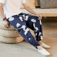 Pantalon japonais ample imprimé abstrait noir et blanc-5.jpg