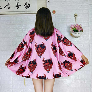 Veste style Haori motif démon japonais