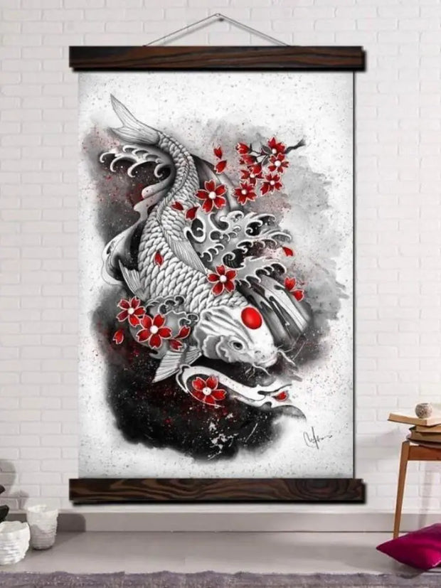 Tableau illustration japonaise carpe koï majestueuse-0.jpg