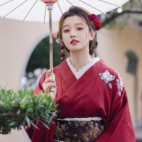 Kimono japonais Maiko bordeaux-4.jpg