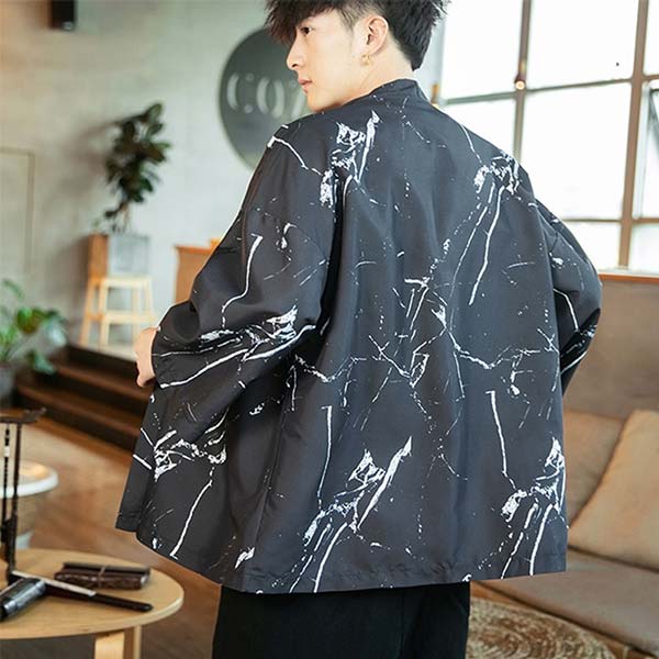 Veste Kimono Noire Imprimés Fissures-2.jpg
