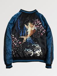 Veste Sukajan bicolore bleu broderie Carpe Koï-0.jpg