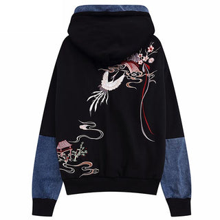Sweat à capuche broderie japonaise