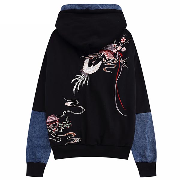 Sweat à capuche broderie japonaise