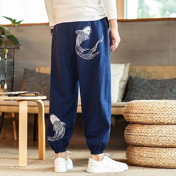 Pantalon style japonais motif carpe koï-9.jpg