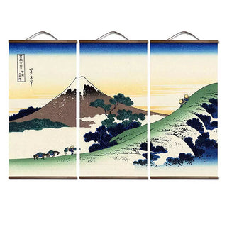 Triptyque estampe japonaise vue du mont Fuji