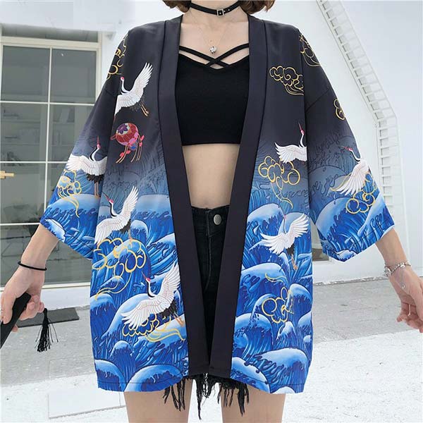 Veste Haori japonais motif grues sur l'océan-4.jpg