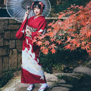 Kimono femme motif grues japonaises